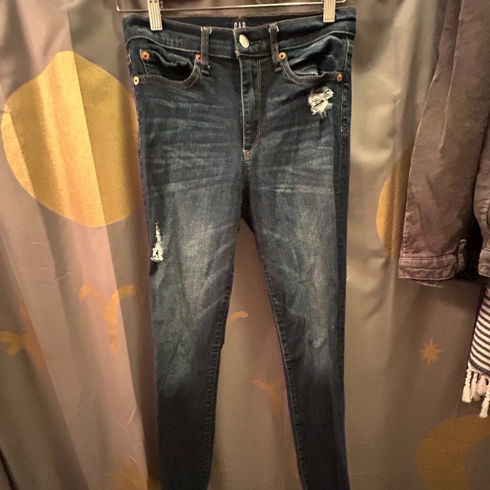 GAP Authentic 1969 Destructed True Skinny Jeans Blue 26 Excellent Condition